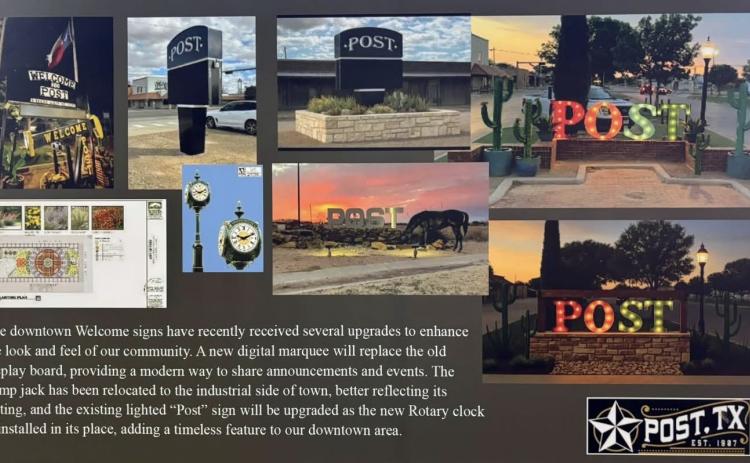WELCOMED ENHANCEMENTS Post is undergoing upgrades and facelifts, including improvements to welcome signs, through a collaborative effort among local organizations to enhance the community’s appearance. | COURTESY PHOTOS