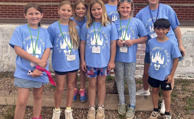 JUNIOR LEADERSHIP Garza County 4-H members recently attended Junior Leader Lab Camp at Plains Baptist Assembly, where they participated in leadership activities, built new friendships and gained valuable experiences alongside other 4-H members from district 2. Campers, from left, were Ava Dennison, Lyla Walkup, Zoee Ray, Morgan Tadlock, Tristan Dennison, Sara Tadlock, Cristian Sanchez and Xane Reiter. | COURTESY PHOTO
