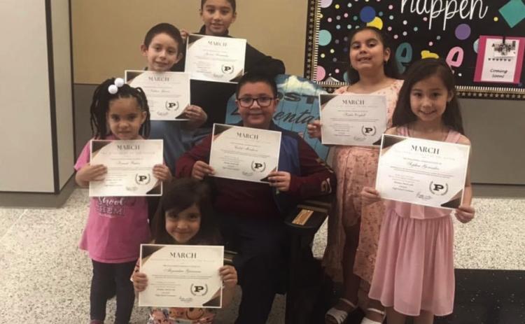 Elementary students of the month are; Pre-K – Kenadi Baker, Kindergarten – Alejandra Guerrero, 1st grade – Kahla Cohill, 2nd grade – Sophia Gonzales, 3rd grade – Jaxson Hernandez, 4th grade – Nathan Garza, 5th grade – Caleb Mendoza
