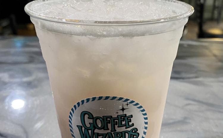 VANILLA PEACH STARDUST is one of the many flavor combinations you can create at Coffee Wizards. | COURTESY PHOTO